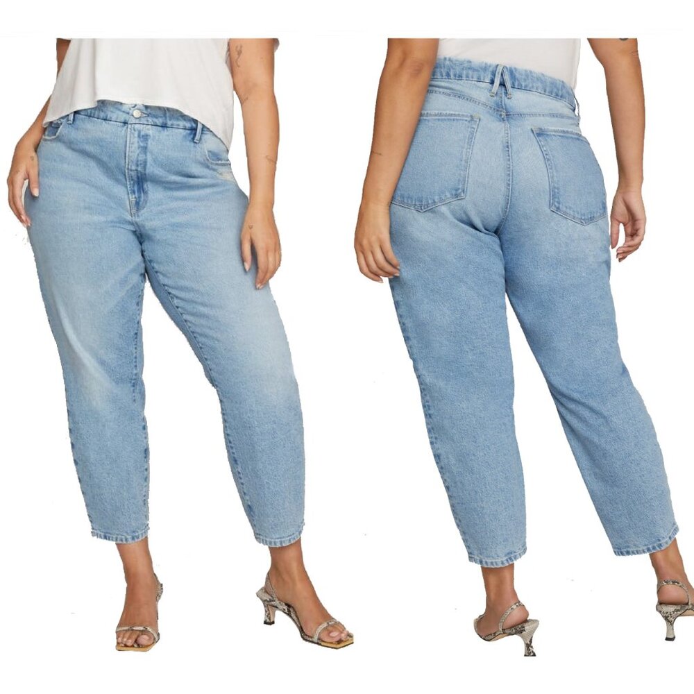 Good American Full Leg Taper to Ankle High Rise Jean Light Wash Plus Size 20